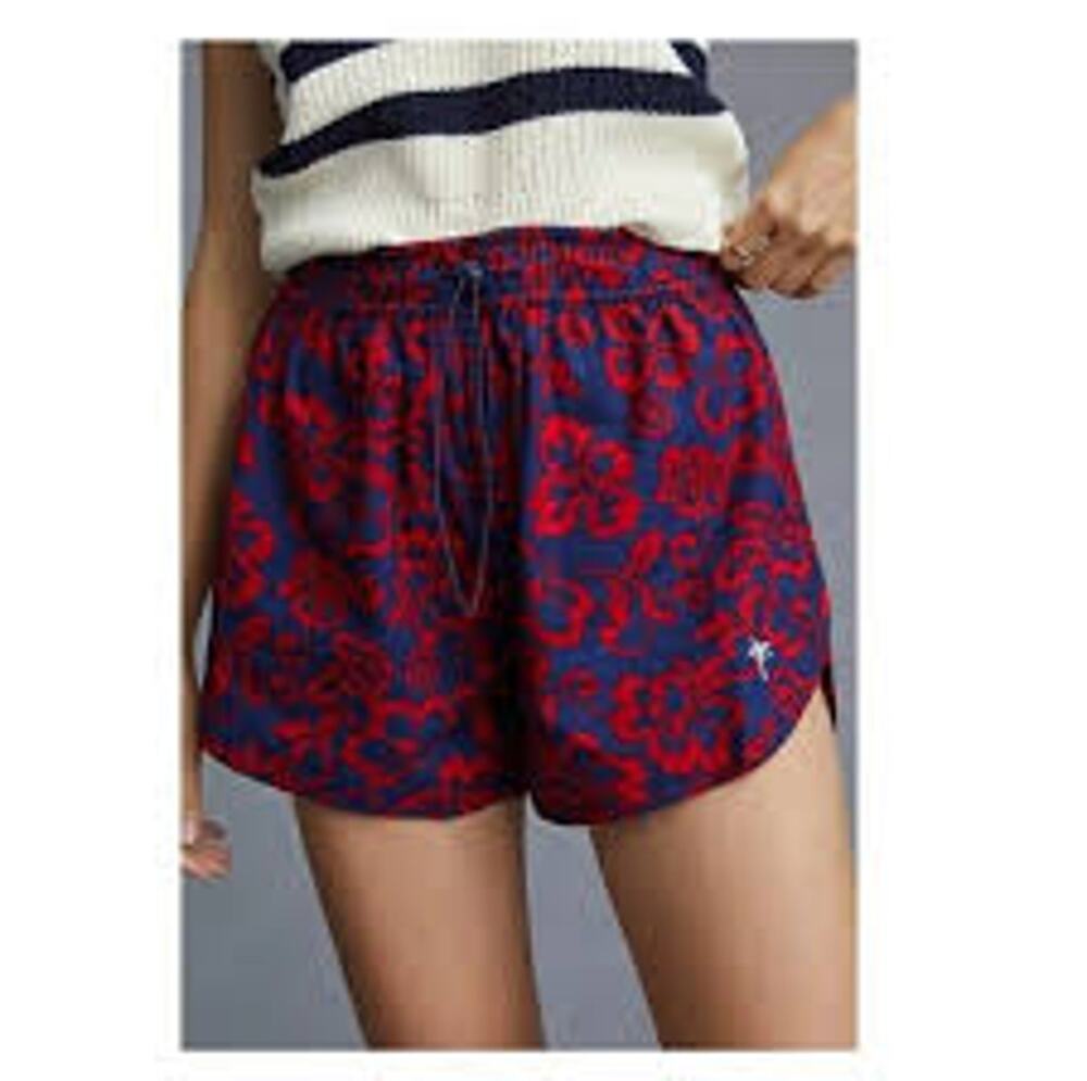 SUNDRY Aloha Floral Pull On Shorts Navy Red M Medium NEW NWT Hawaiian Tropical